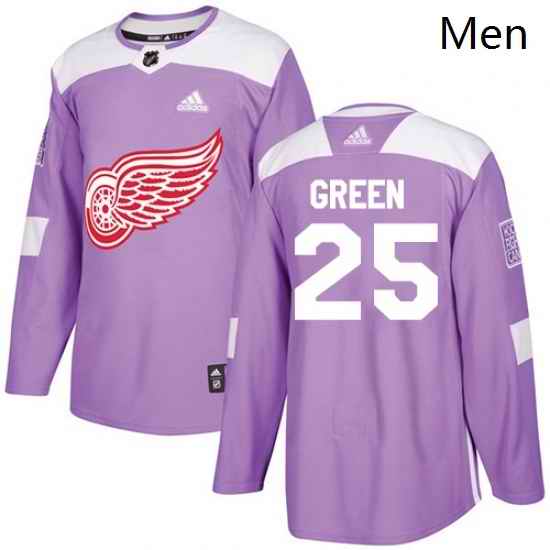 Mens Adidas Detroit Red Wings 25 Mike Green Authentic Purple Fights Cancer Practice NHL Jersey